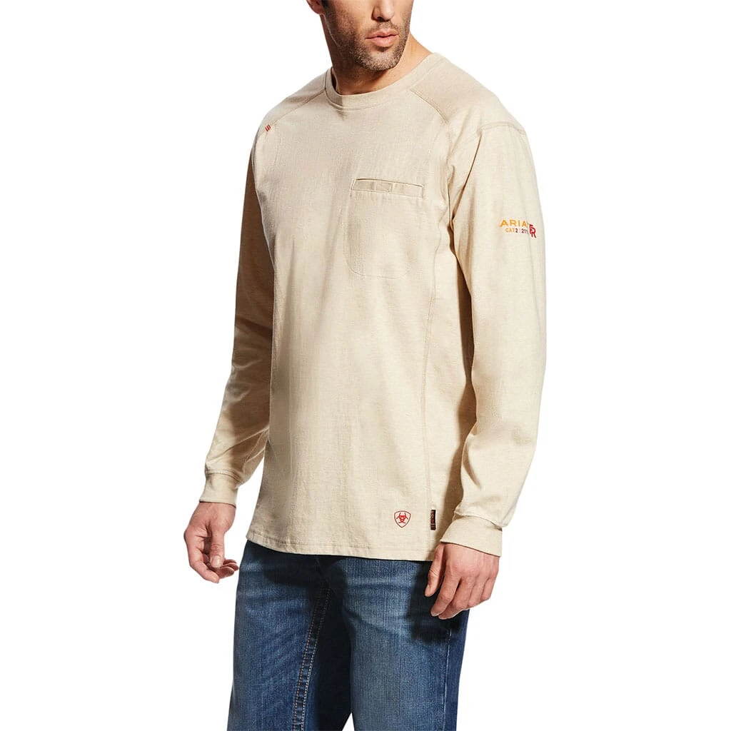 Ariat Men's FR Air Crew LS Shirt - Sand Heather 1 Ariat Men's FR Air Crew LS Shirt - Sand Heather