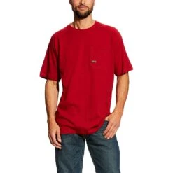 Ariat Men's Rebar Cottonstrong SS Crew - Rio Red