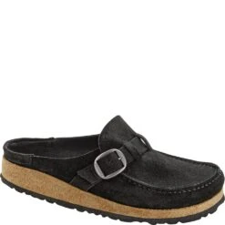 Birkenstock Women's Buckley Suede Leather Slip Ons - Black