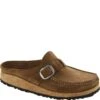 Birkenstock Women's Buckley Suede Leather Slip Ons - Tea