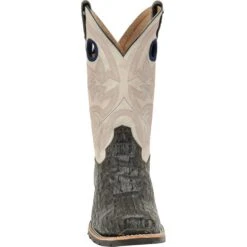Double H Men's Caiman Print Safety Ropers - Chocolate -Elliotts Boots Shop DH5230 2