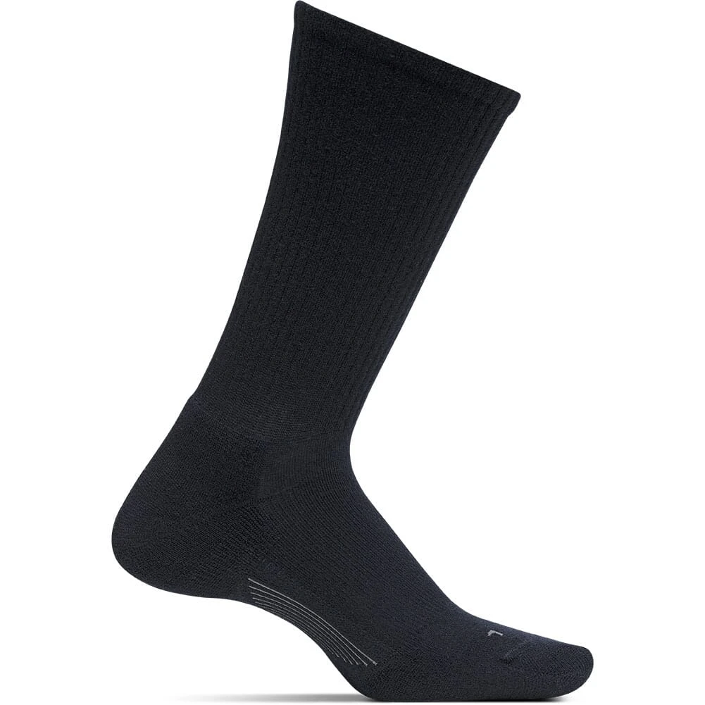 Feetures Men's Casual Rib Cushion Crew Socks - Black 1 Feetures Men's Casual Rib Cushion Crew Socks - Black