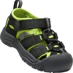 KEEN Kid's Newport H2 Sandals - Black/Lime Green -Elliotts Boots Shop KE1021491 2