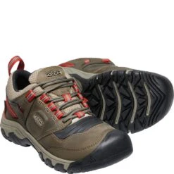 KEEN Men's Ridge Flex WP Hiking Shoes - Timberwolf/Ketchup -Elliotts Boots Shop KE1024918 2