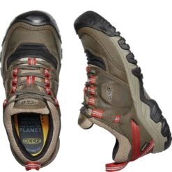 KEEN Men's Ridge Flex WP Hiking Shoes - Timberwolf/Ketchup -Elliotts Boots Shop KE1024918 3