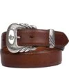 Lucchese Men's Leather Western Belt - Tan Burnished