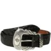 Lucchese Men's Caiman Leather Western Belt - Black
